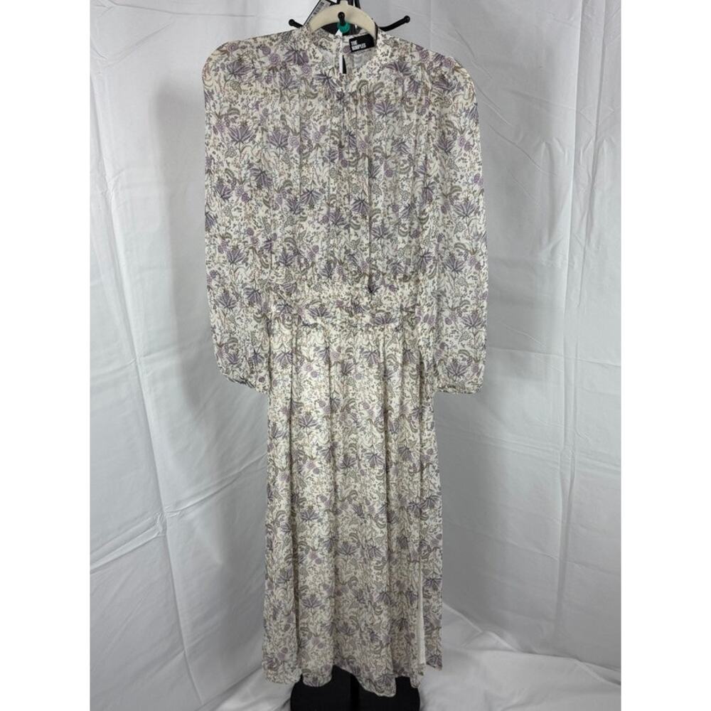 NWT The Kooples Liberty Field Maxi Dress Size EU 0 Ivory, Lilac, Leaf Pattern